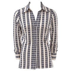 Céline Printed Silk Jersey Day Shirt Blouse
