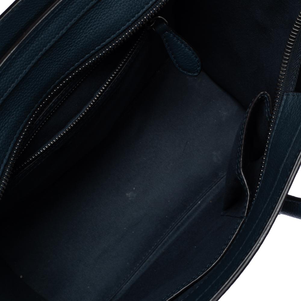 Black Celine Prussian Leather Micro Luggage Tote