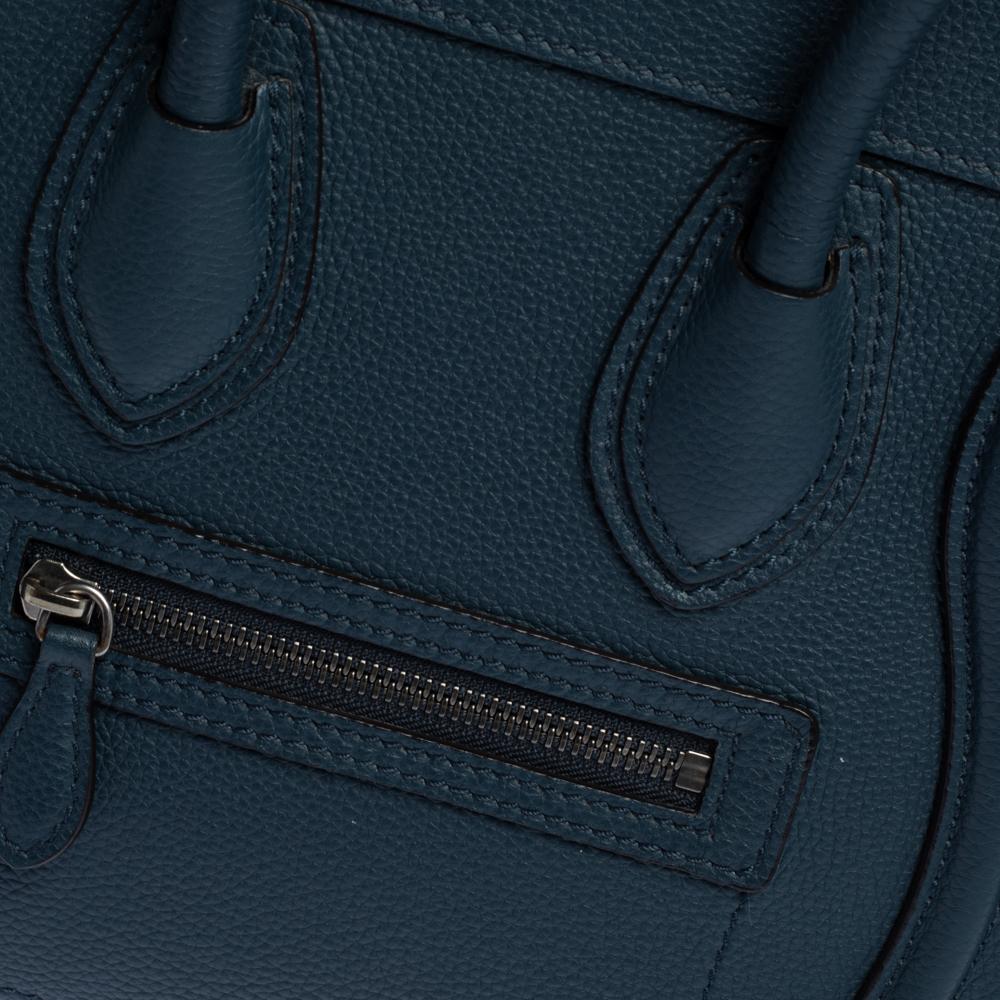 Women's Celine Prussian Leather Micro Luggage Tote