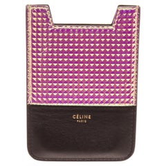 Celine Purple Black Leather iPhne Case with silver-tone hardware, leather