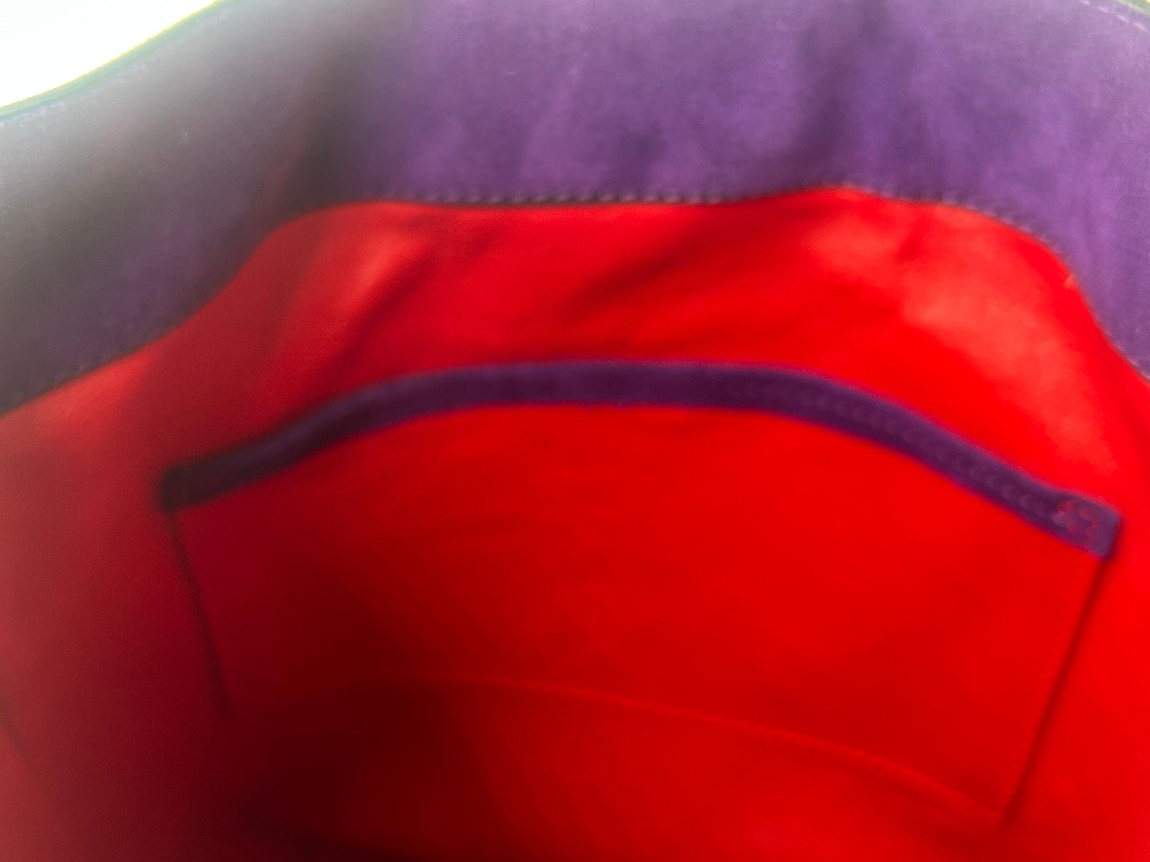 Céline Purple & Green Bucket Suede Bag For Sale 7