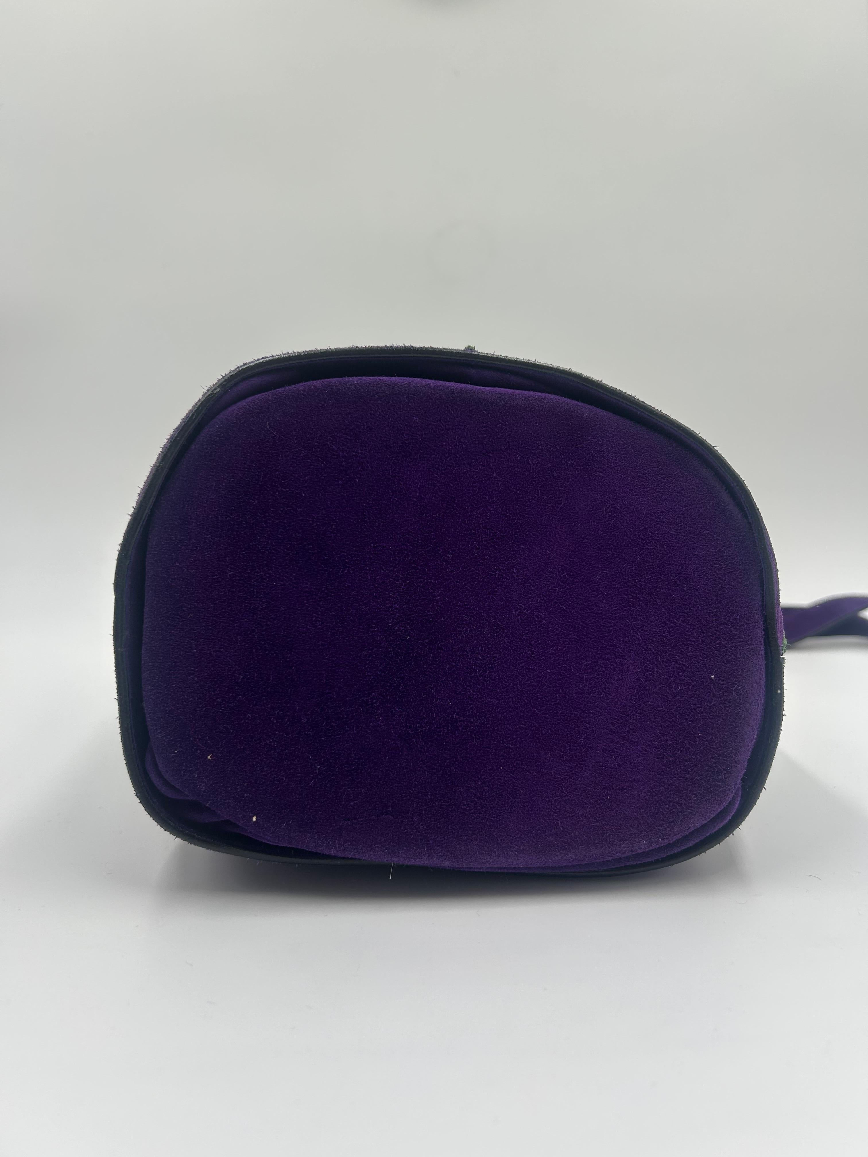 Céline Purple & Green Bucket Suede Bag For Sale 2