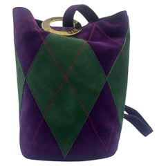 Céline Purple & Green Bucket Suede Bag