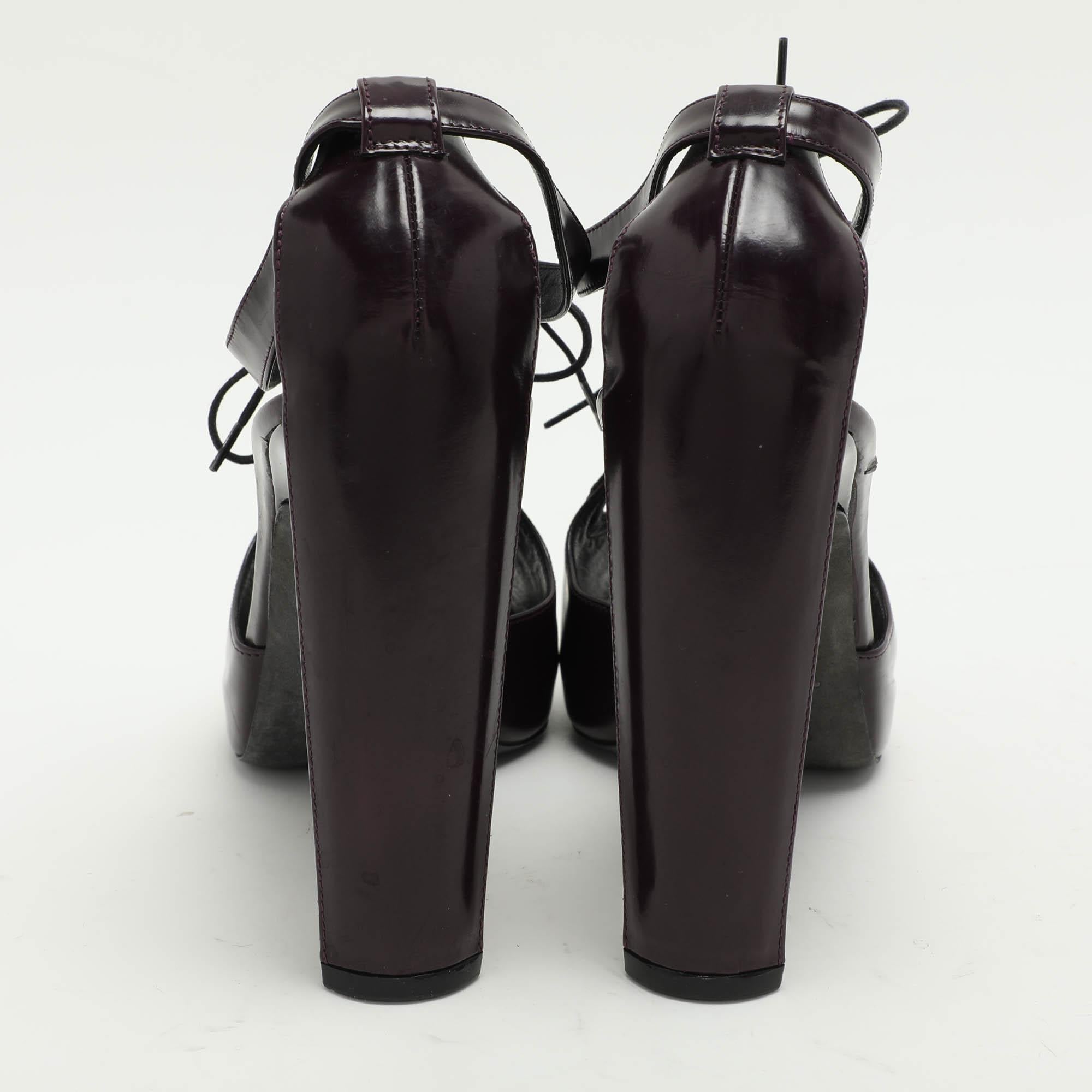 Women's Celine Purple Leather Ankle Tie Up Sandals Size 40 For Sale
