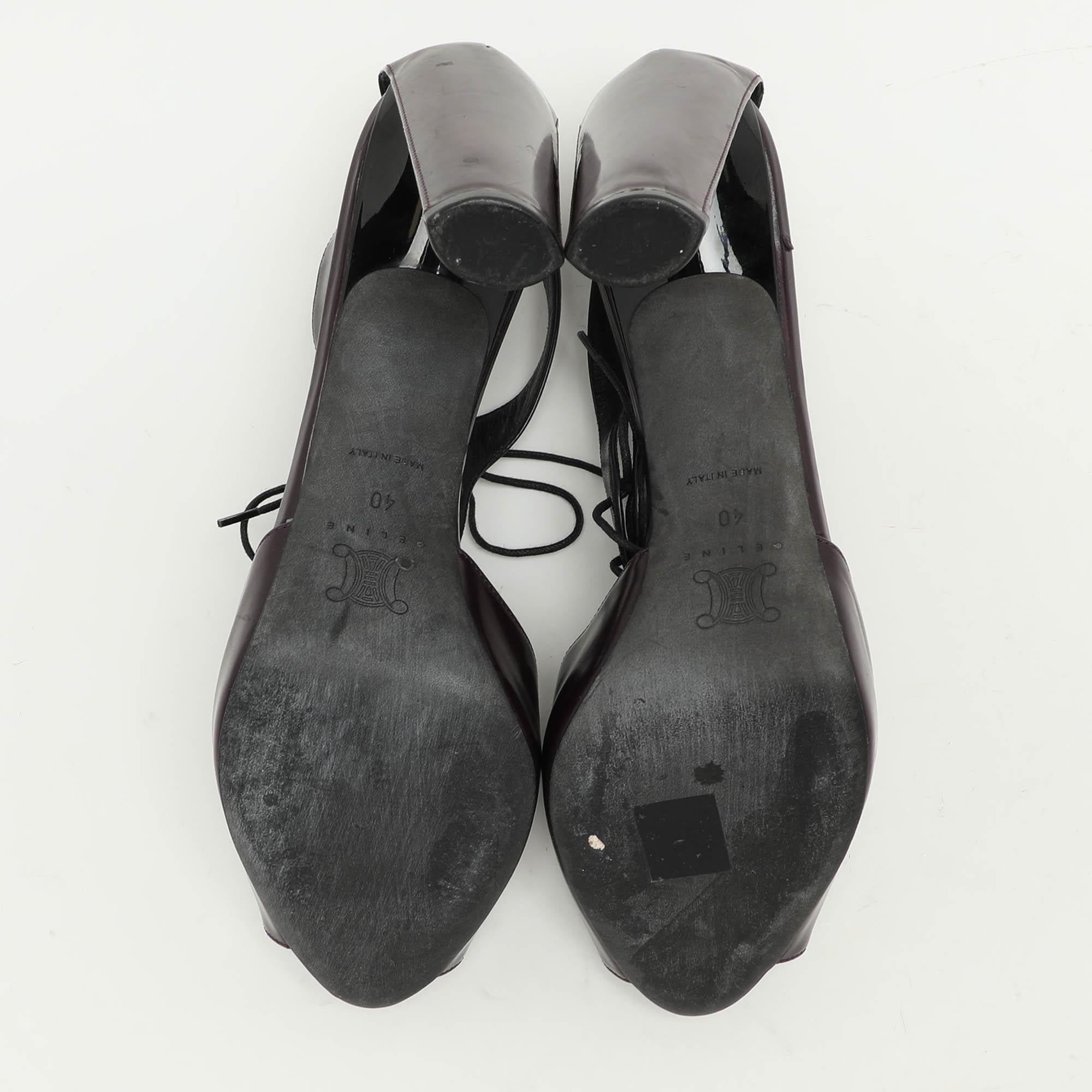 Celine Purple Leather Ankle Tie Up Sandals Size 40 For Sale 1