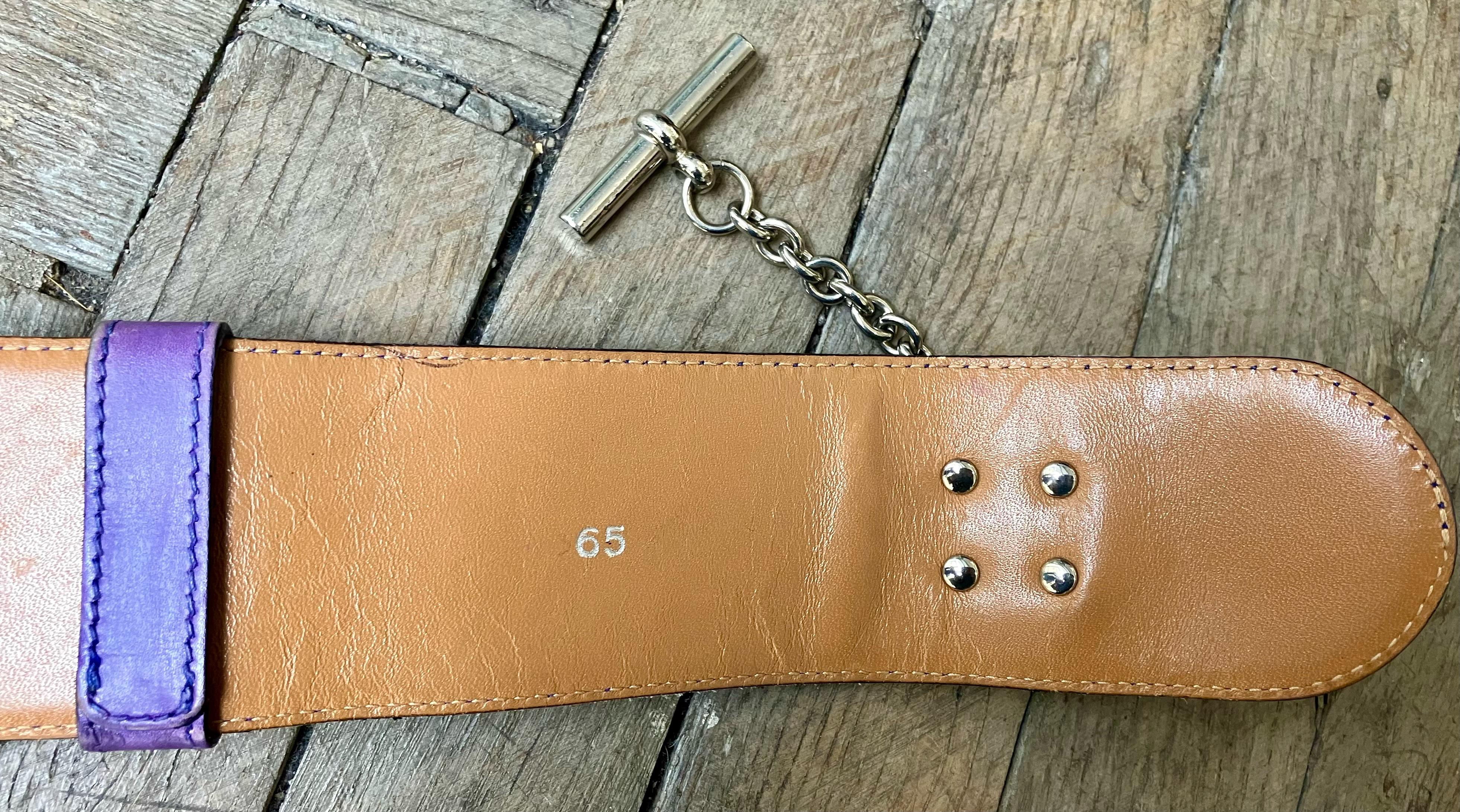 Celine Purple Leather Large Belt For Sale 5