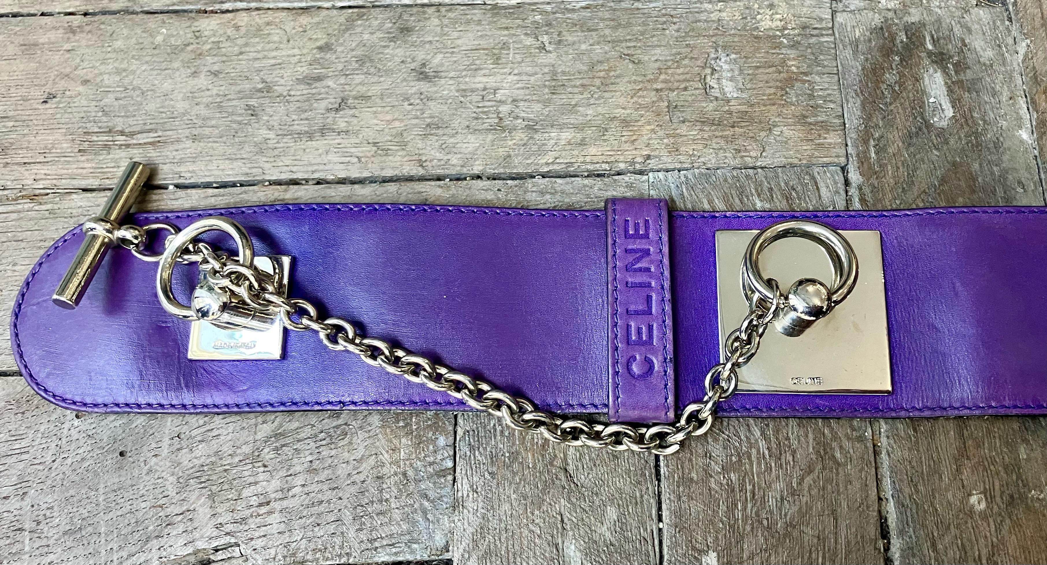 Celine Purple Leather Large Belt For Sale 7