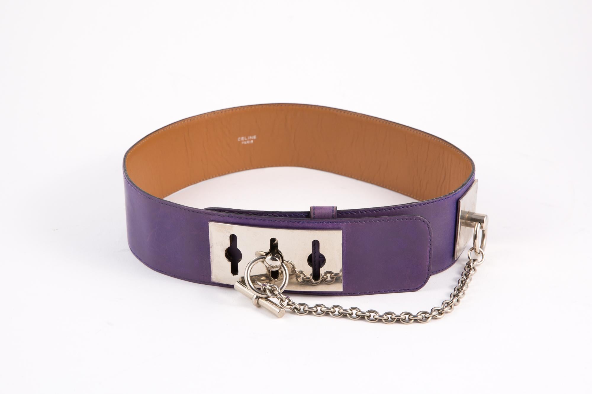 Women's Celine Purple Leather Large Belt For Sale