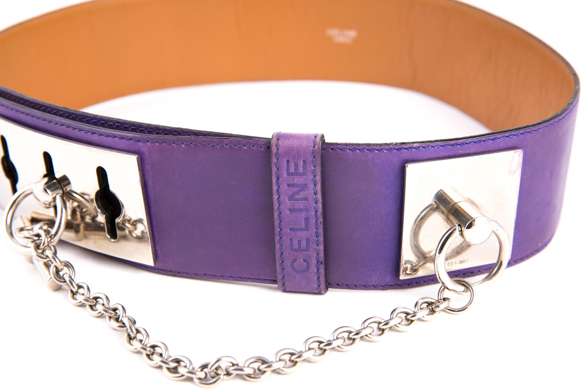 Celine Purple Leather Large Belt For Sale 1