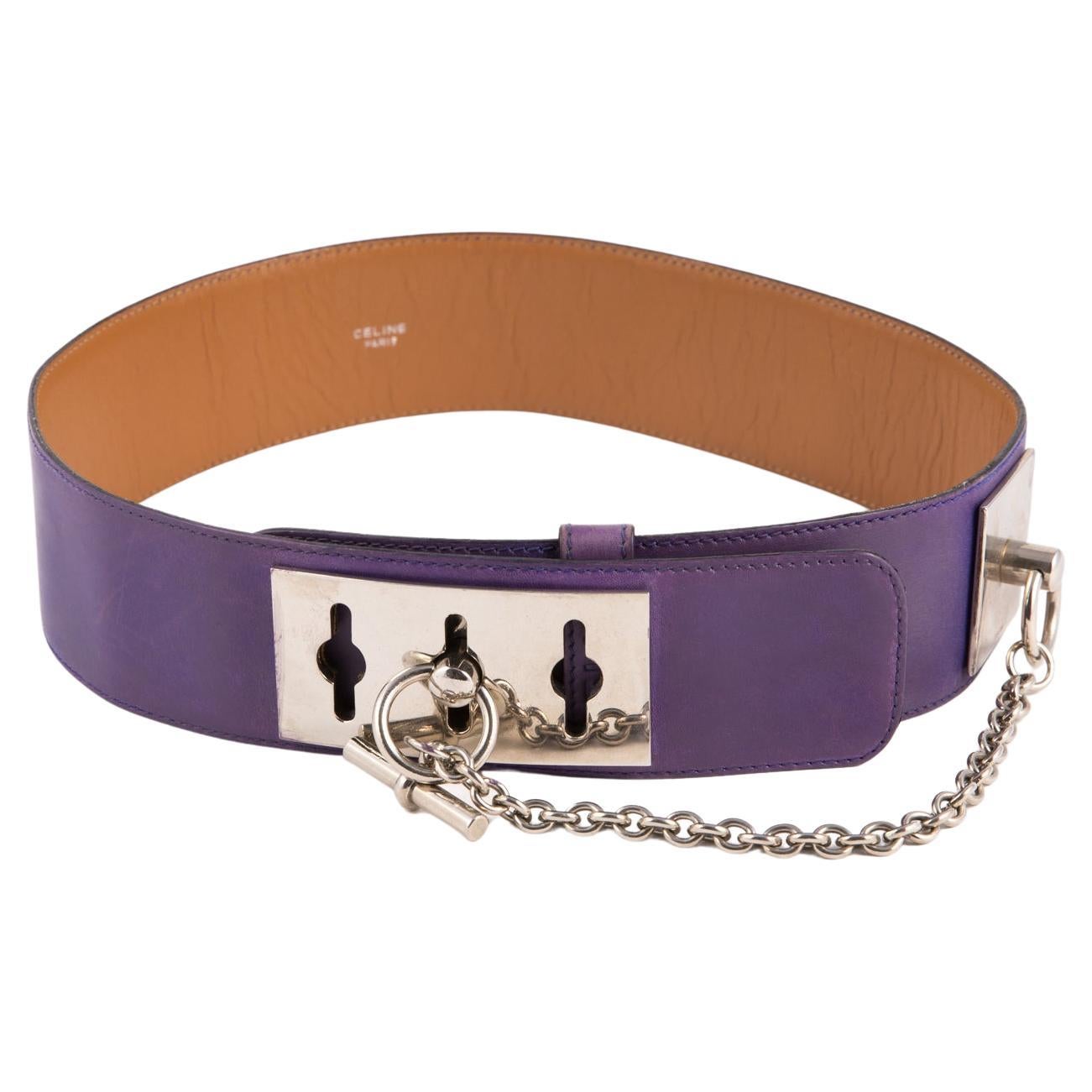 Celine Purple Leather Large Belt For Sale
