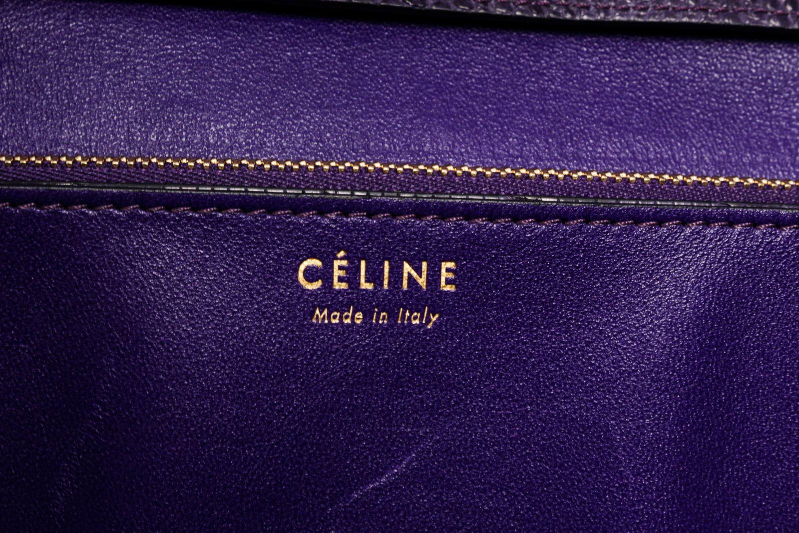 Lila Eidechsenleder Medium Box Umhängetasche von Celine 2