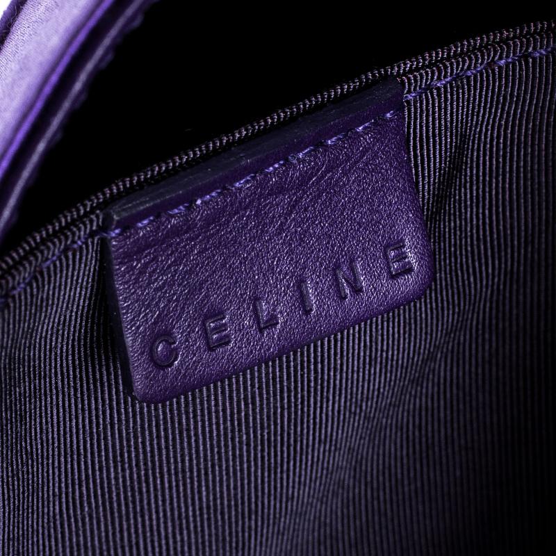 Celine Purple Satin Crystal Embellished Shoulder Bag 7