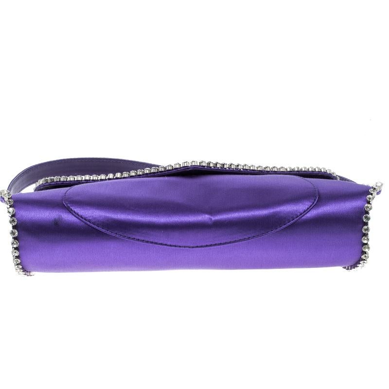 Celine Purple Satin Crystal Embellished Shoulder Bag 2