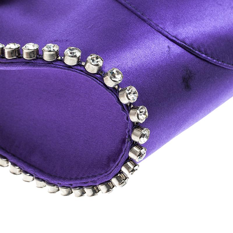 Celine Purple Satin Crystal Embellished Shoulder Bag 3