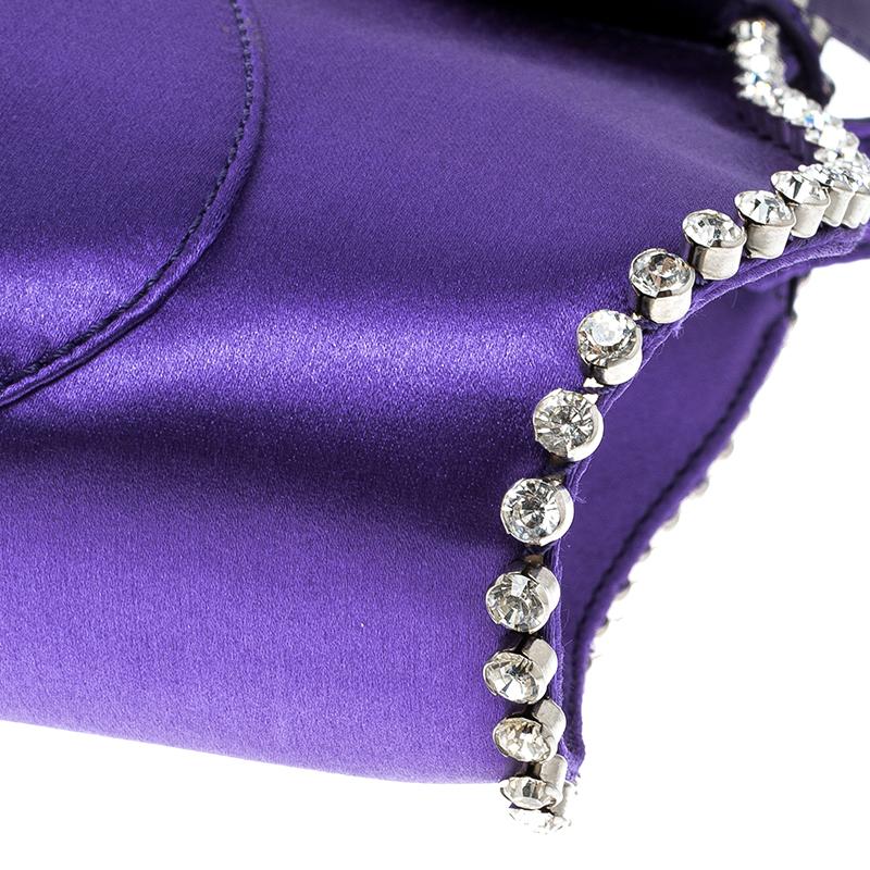 Celine Purple Satin Crystal Embellished Shoulder Bag 4