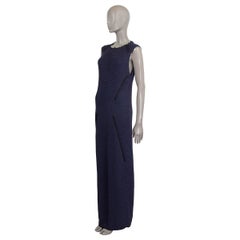 CELINE purple silk blend 2015 WOVEN TRIM MAXI KNIT Dress L
