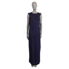 CELINE purple silk blend 2015 WOVEN TRIM MAXI KNIT Dress L