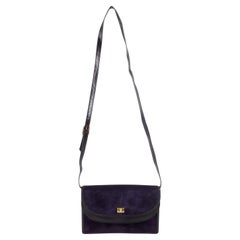 Celine Purple Suede Shoulder Bag