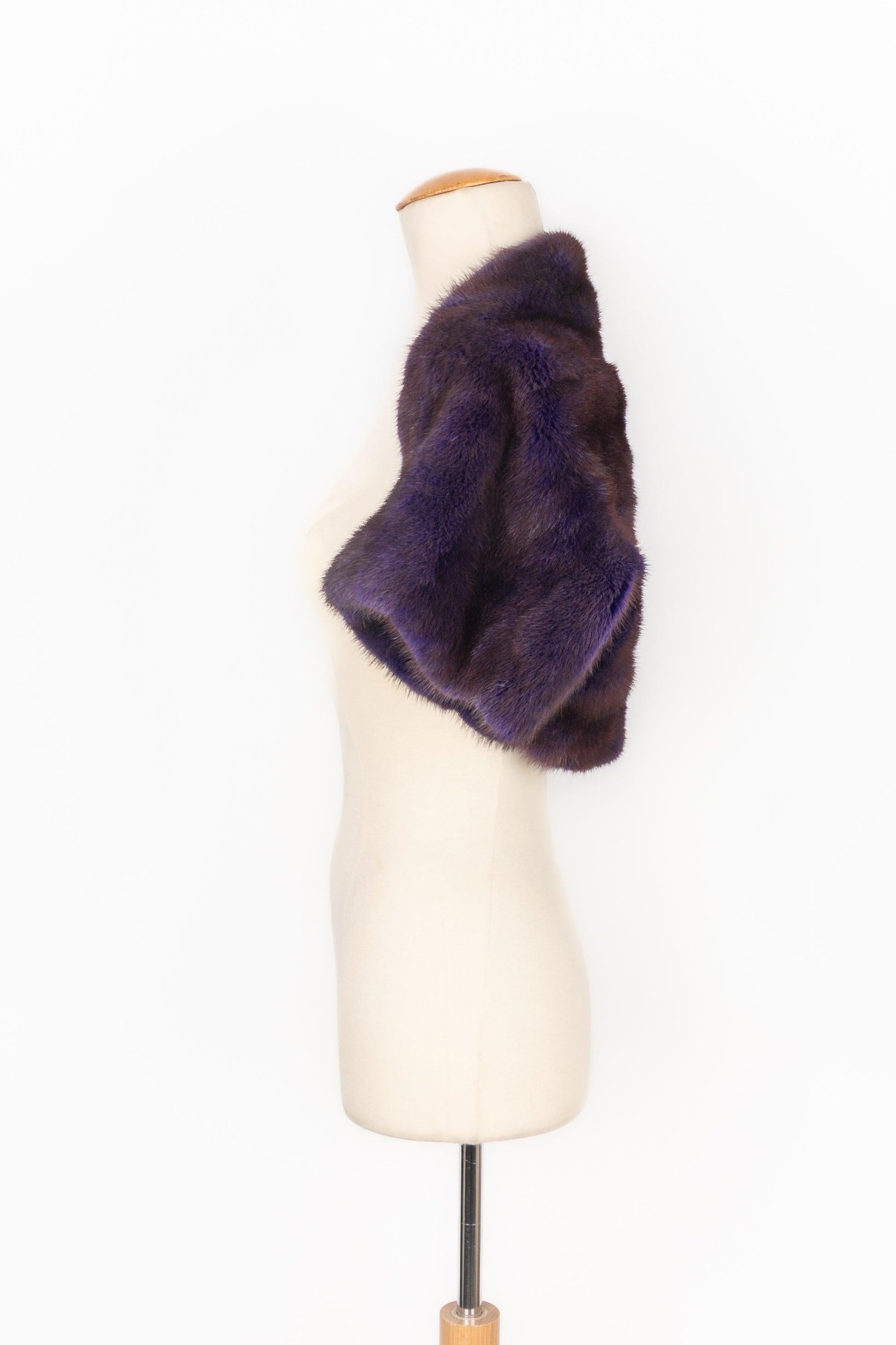 Celine Purple-tone Mink Bolero Jacket In Excellent Condition For Sale In SAINT-OUEN-SUR-SEINE, FR