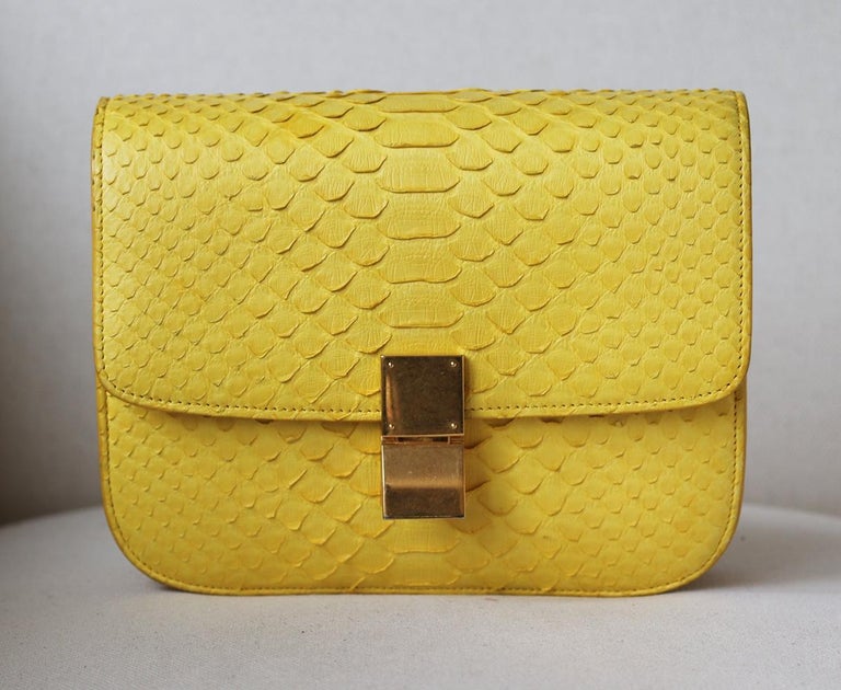 Celine Python Leather Medium Classic Box Bag For Sale at 1stDibs