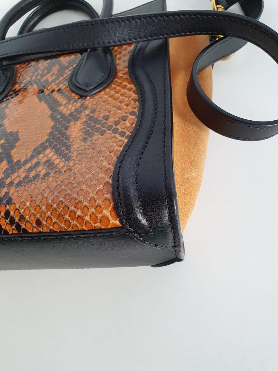 Celine Python Nano Dreifarbige Tasche aus Wildleder im Angebot 5