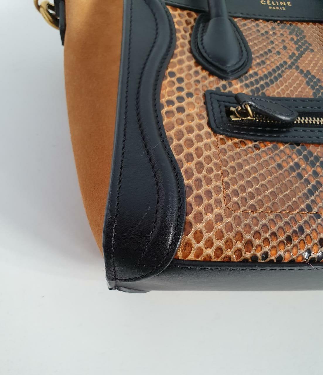 Celine Python Nano Dreifarbige Tasche aus Wildleder im Angebot 6