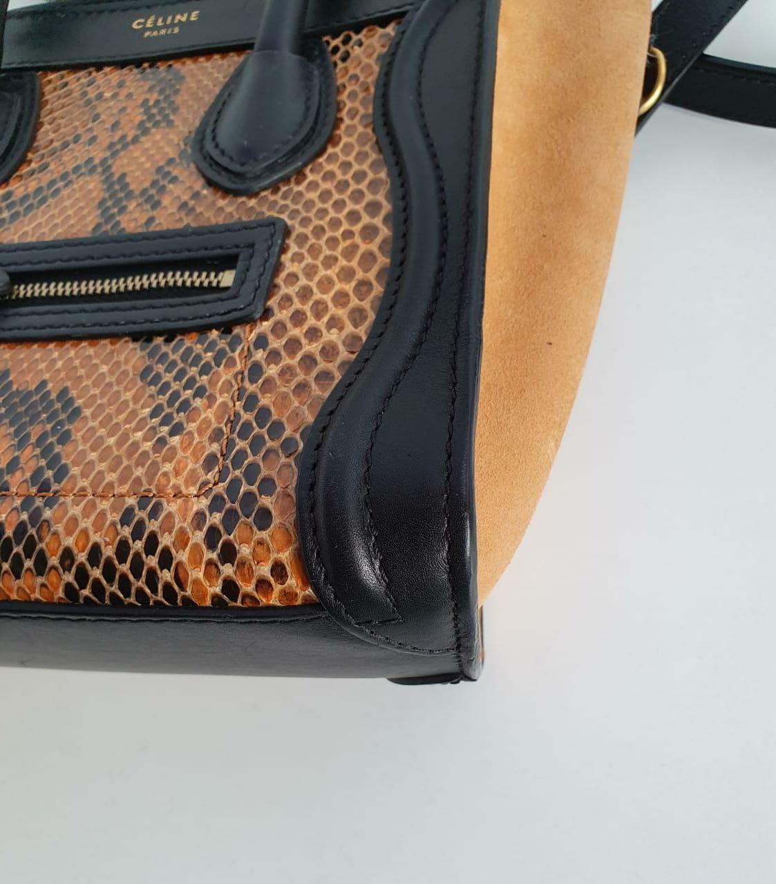 Celine Python Nano Dreifarbige Tasche aus Wildleder im Angebot 7