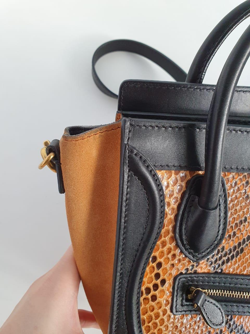 Celine Python Nano Dreifarbige Tasche aus Wildleder für Damen oder Herren im Angebot