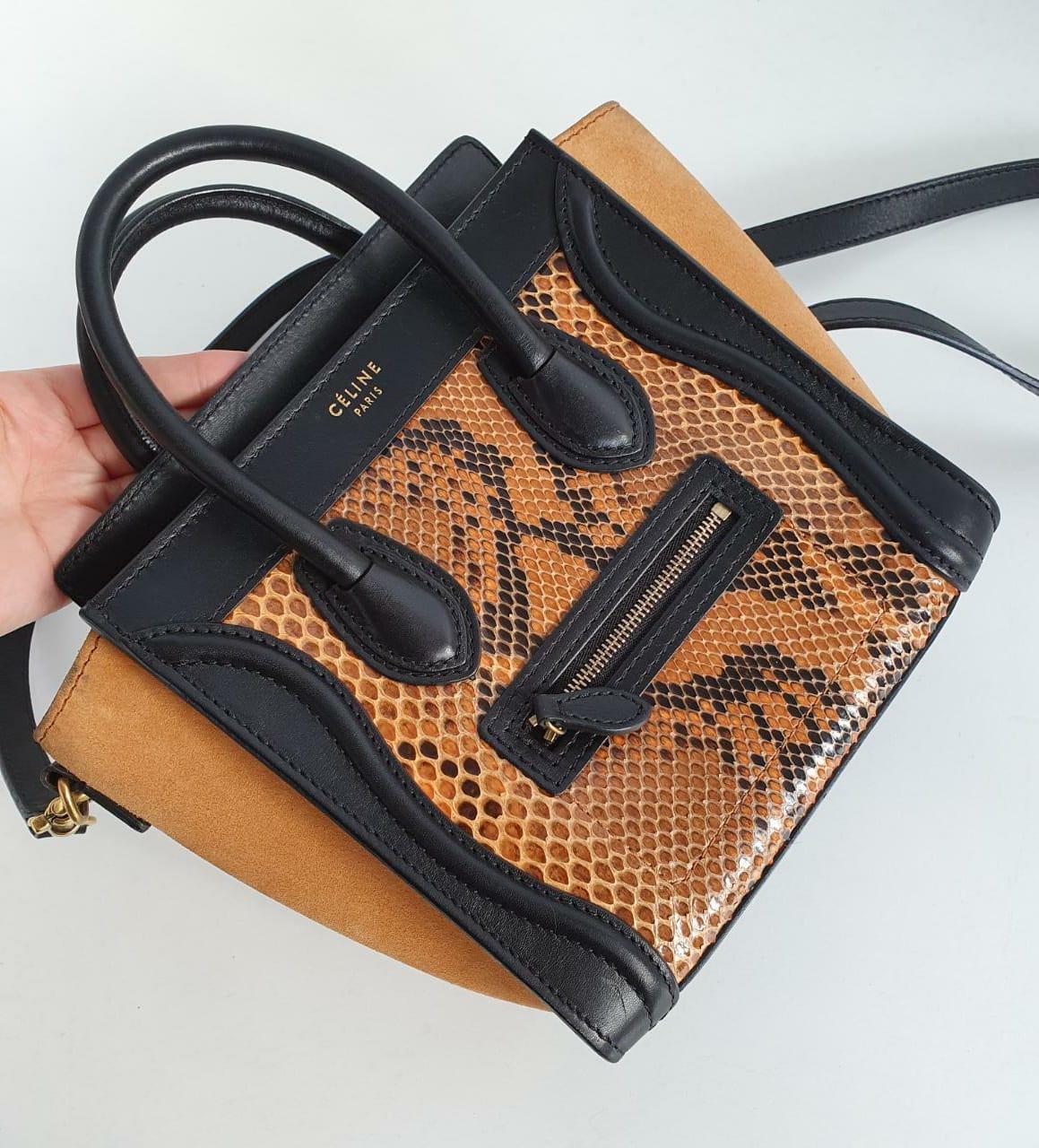 Celine Python Nano Dreifarbige Tasche aus Wildleder im Angebot 1