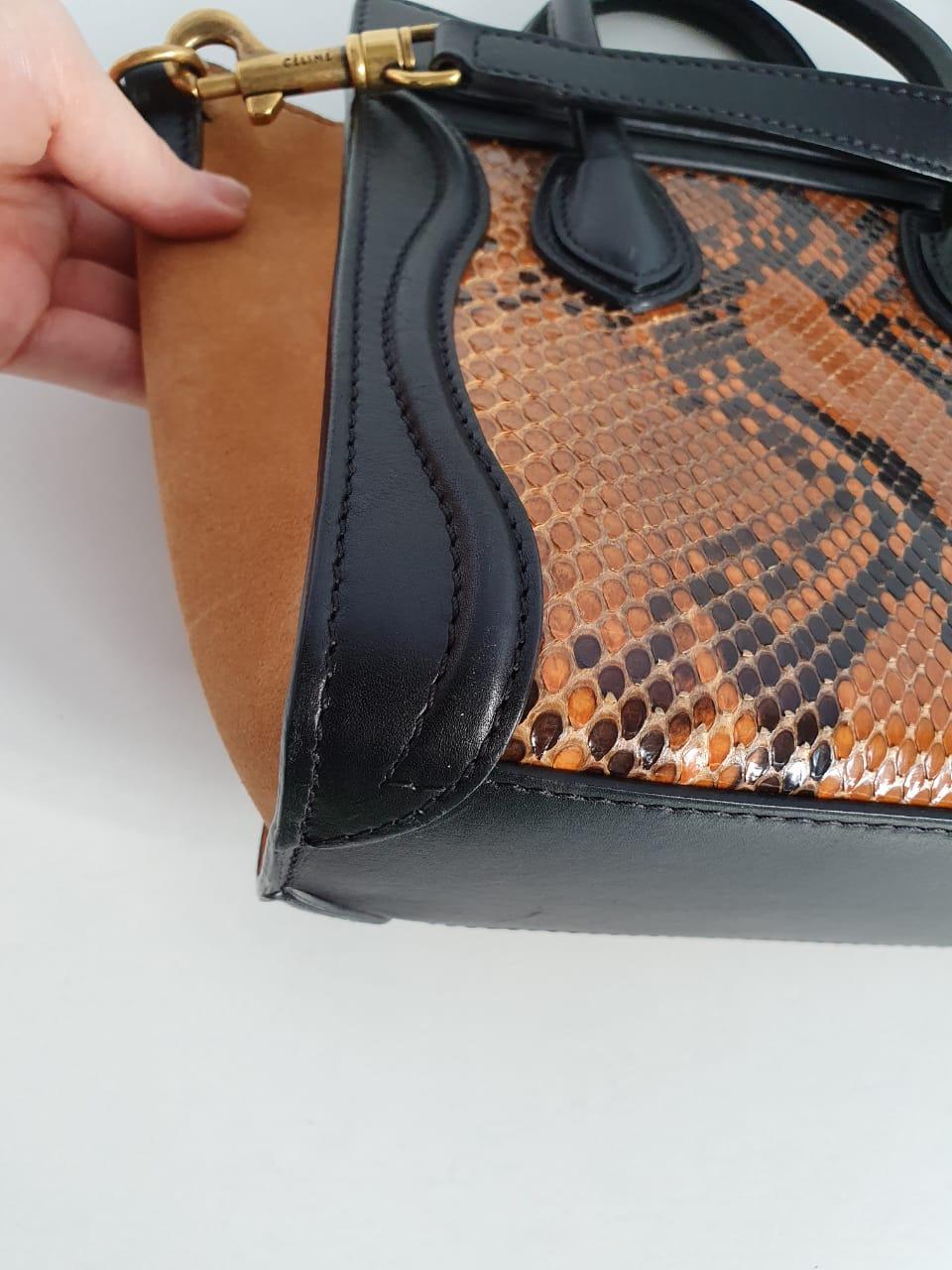 Celine Python Nano Dreifarbige Tasche aus Wildleder im Angebot 4