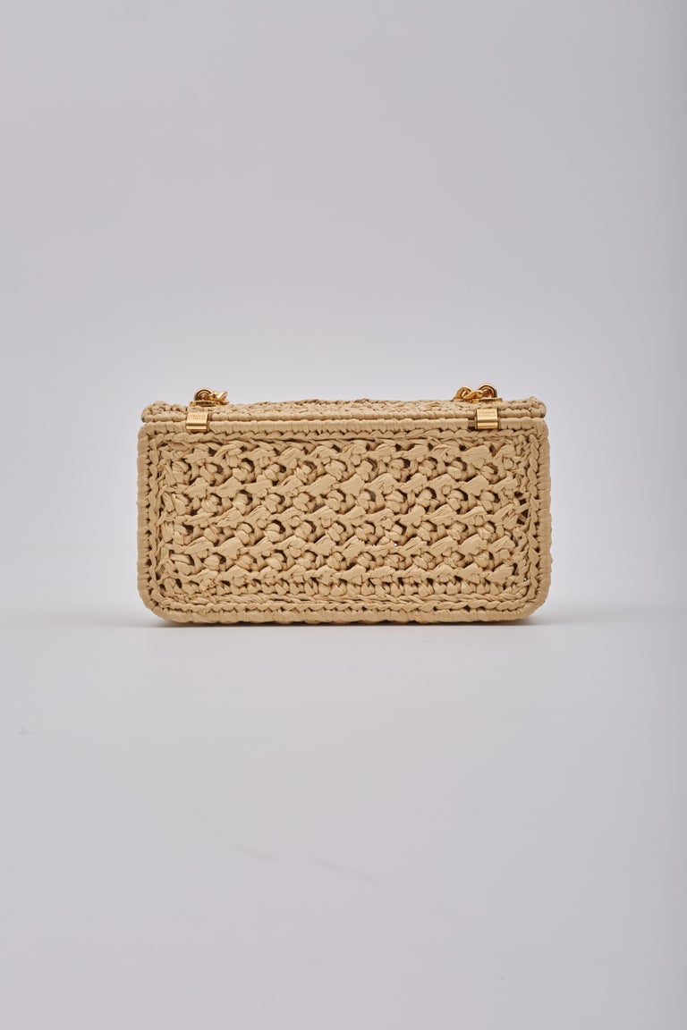 Celine Raffia Chain Triomphe Natural Resort Shoulder Bag