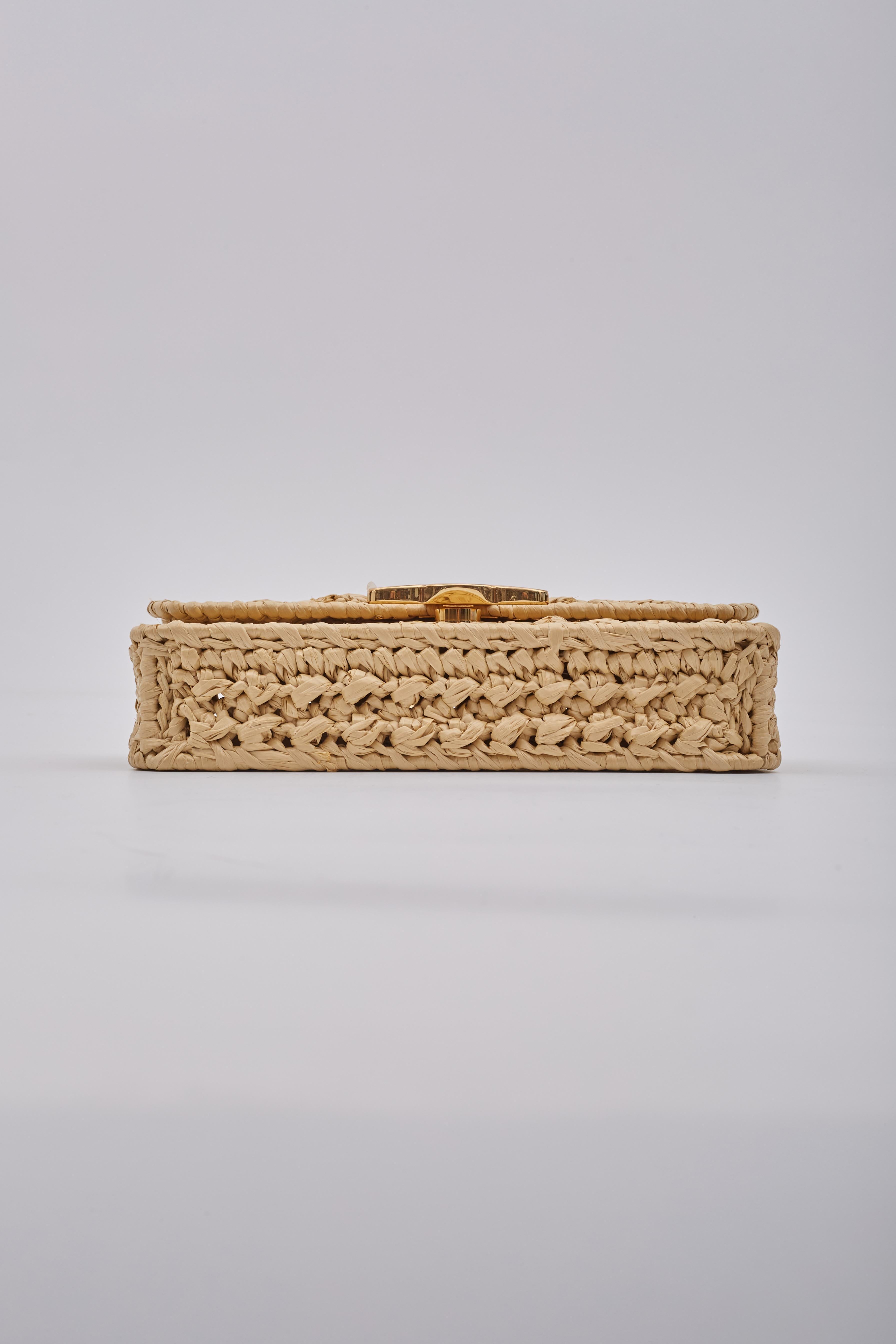 Celine Raffia Chain Triomphe Natural Resort Shoulder Bag For Sale 1