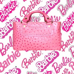 CELINE Rare Exotic Pink „Barbie“ Ostrich Skin Boogie Bag by Michael Kors 2000s