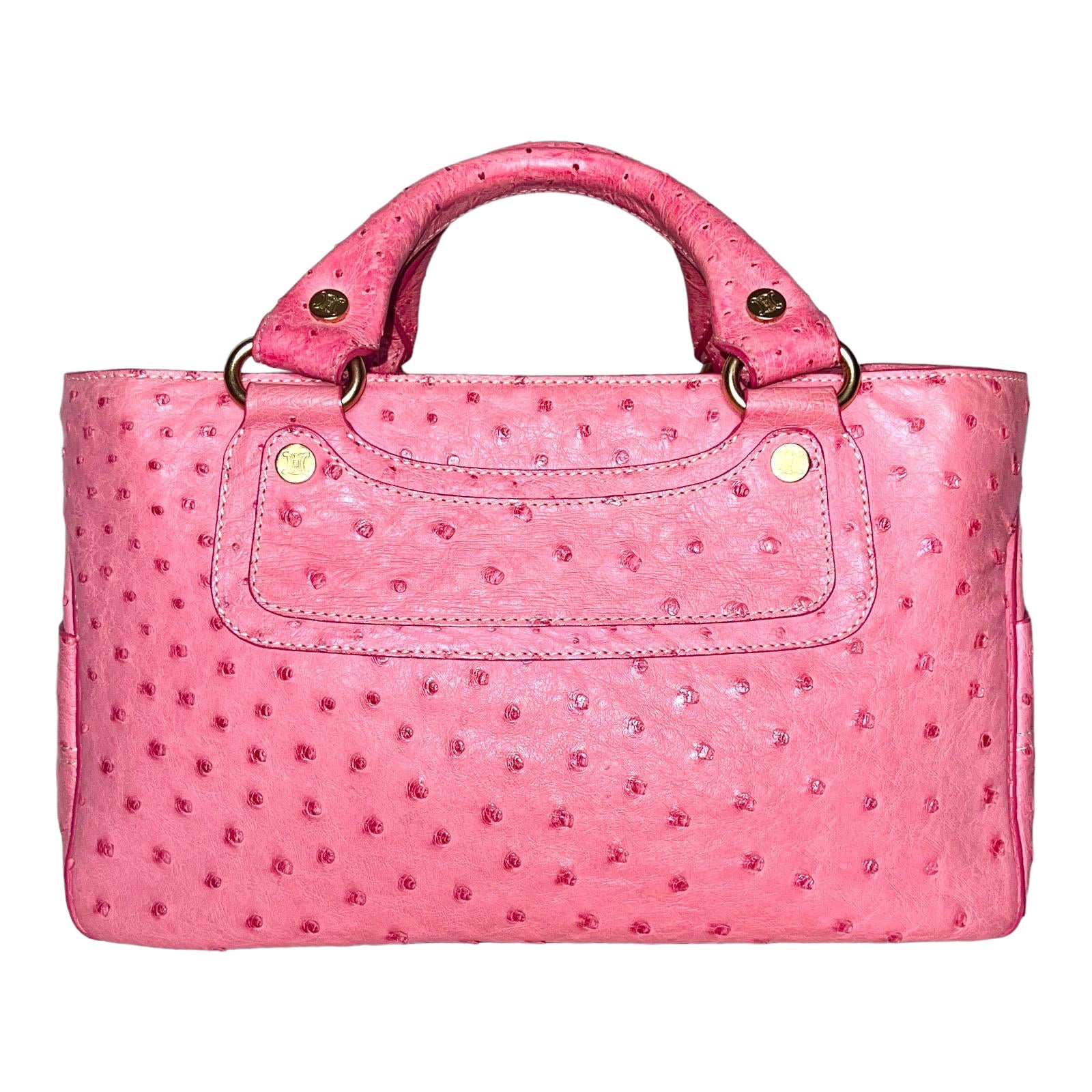 CELINE Raro bolso Boogie de piel de avestruz rosa exótico "Barbie" de Michael Michael Kors años 2000 en venta