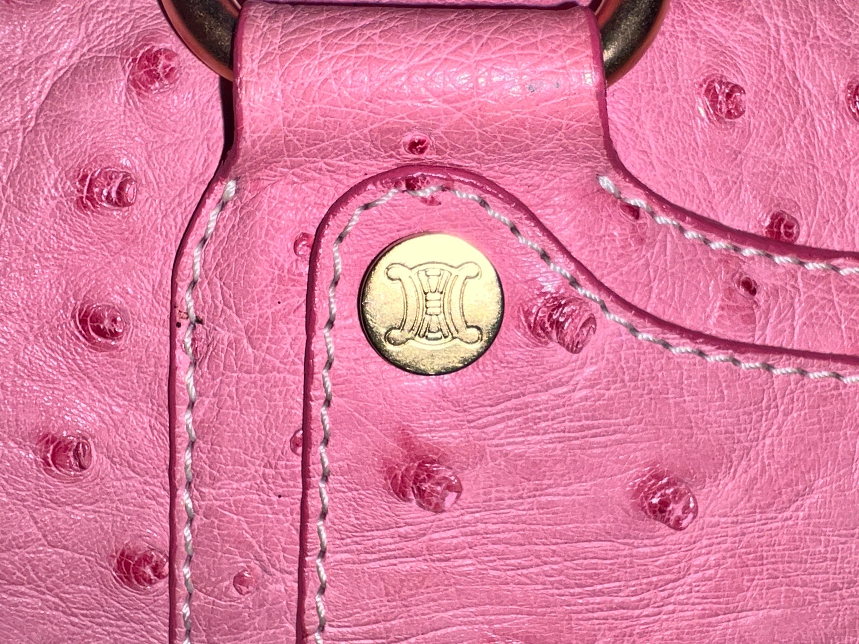CELINE Rare Exotic Pink „Barbie“ Ostrich Skin Boogie Bag by Michael Kors 2000s For Sale 8