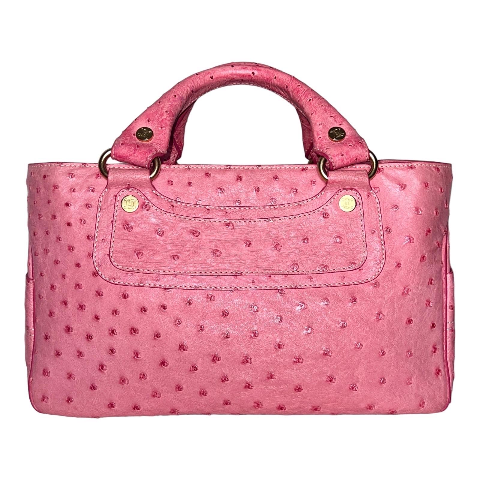 CELINE Rare Exotic Pink „Barbie“ Ostrich Skin Boogie Bag by Michael Kors 2000s In Good Condition For Sale In Switzerland, CH