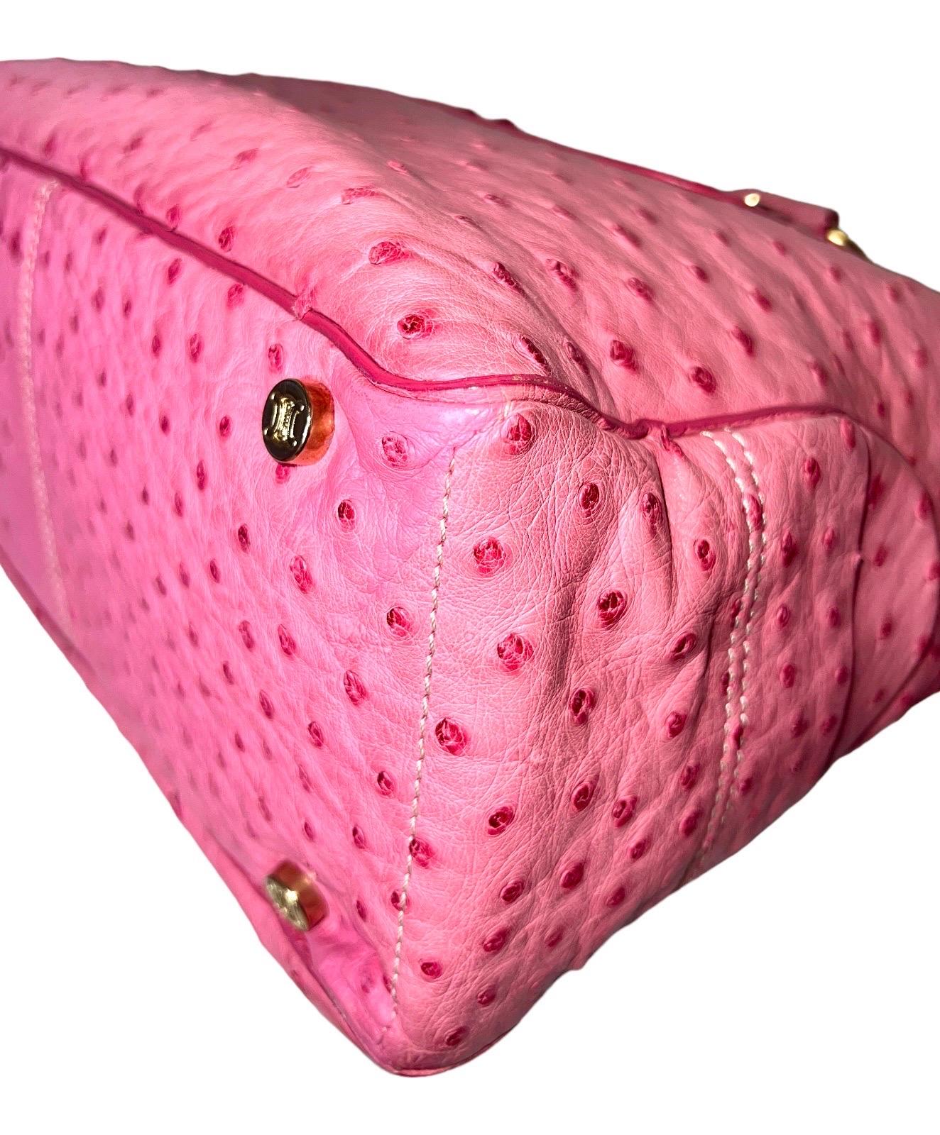 CELINE Rare Exotic Pink „Barbie“ Ostrich Skin Boogie Bag by Michael Kors 2000s For Sale 2