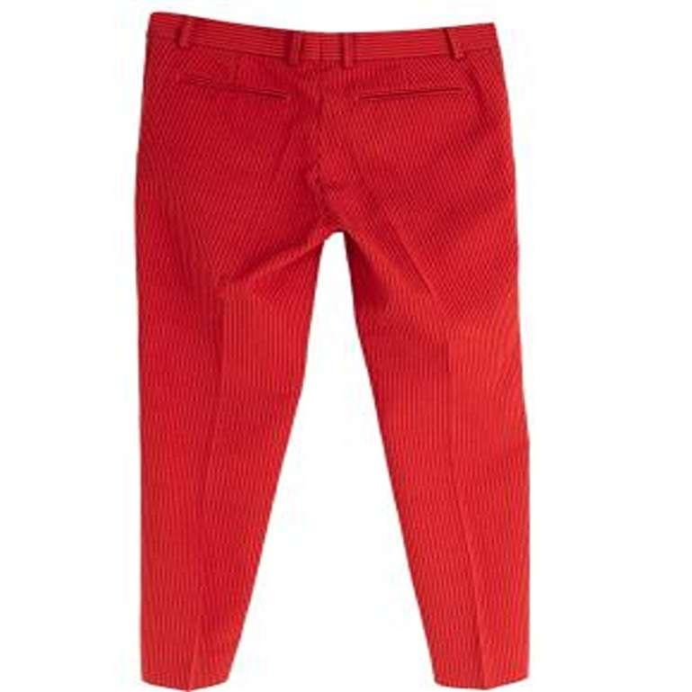 Celine Red & Black Cotton & Wool Cigarette Trousers In Good Condition For Sale In London, GB