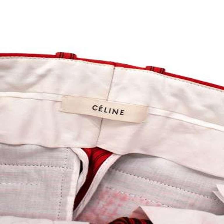 Celine Red & Black Cotton & Wool Cigarette Trousers For Sale 4