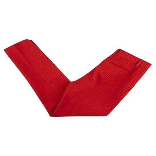 Celine Red & Black Cotton & Wool Cigarette Trousers For Sale