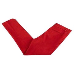 Celine Red & Black Cotton & Wool Cigarette Trousers