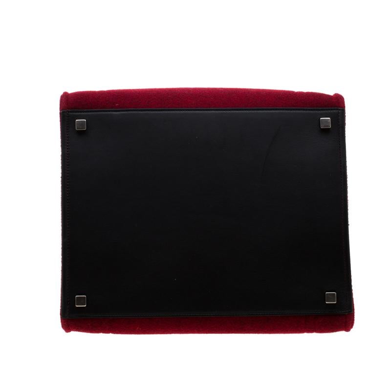 Celine Red/Black Felt and Leather Medium Phantom Luggage Tote 6