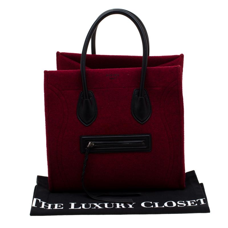 Celine Red/Black Felt and Leather Medium Phantom Luggage Tote 7