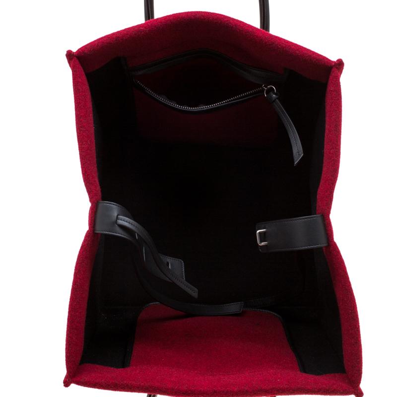 Celine Red/Black Felt and Leather Medium Phantom Luggage Tote 1