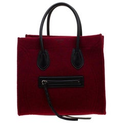Celine Red/Black Felt and Leather Medium Phantom Luggage Tote