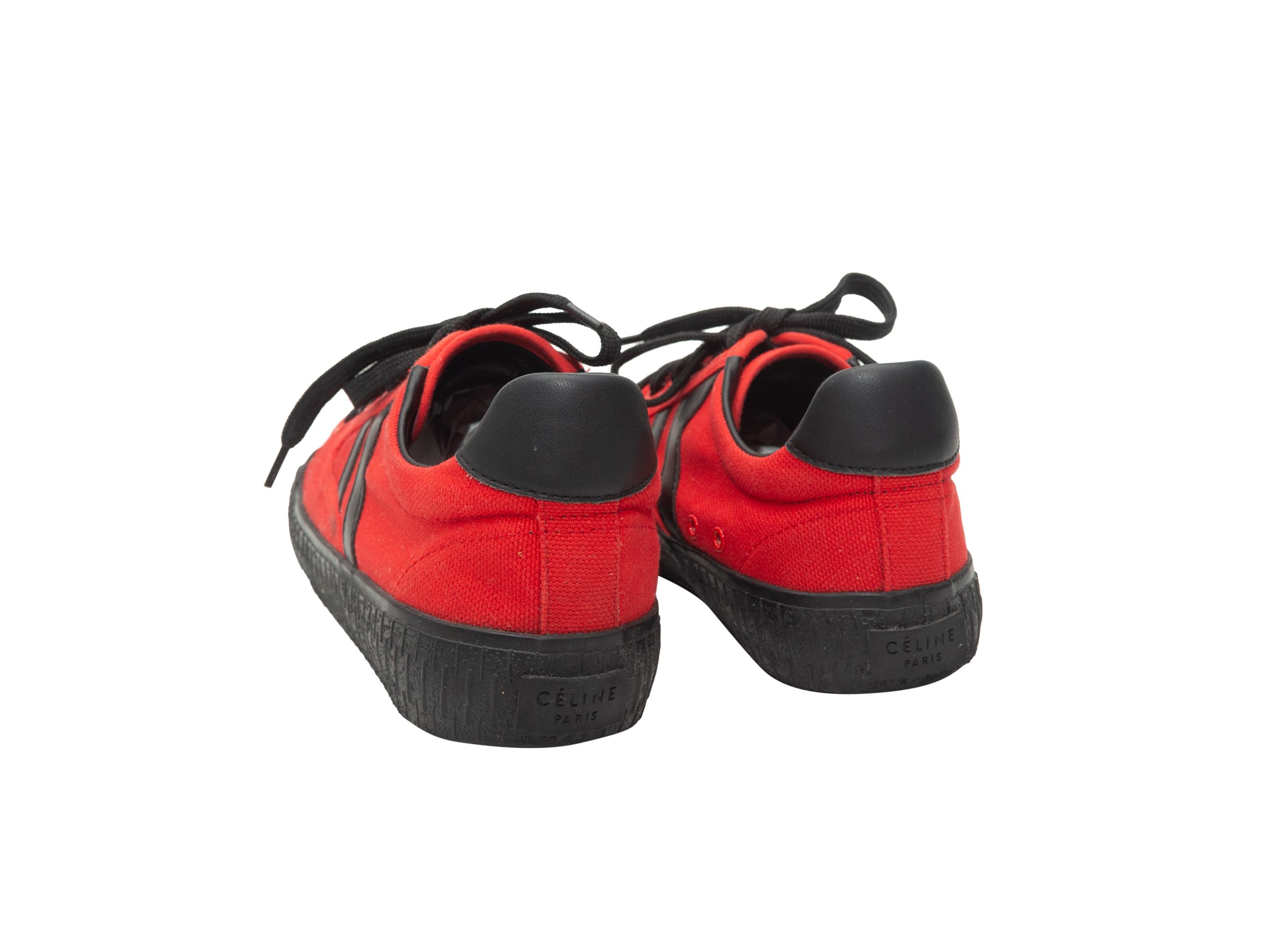 Brown Celine Red & Black Plimsole Low-Top Sneakers