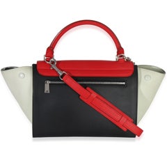 Celine Red Black White Grained Calfskin Small Trapeze Bag