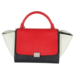 Celine Red Black White Grained Calfskin Small Trapeze Bag
