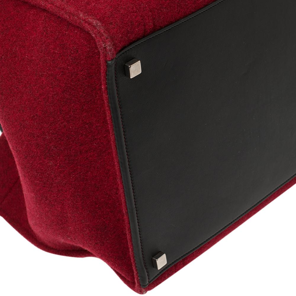 Celine Red/Black Wool and Leather Medium Phantom Luggage Tote In Good Condition In Dubai, Al Qouz 2