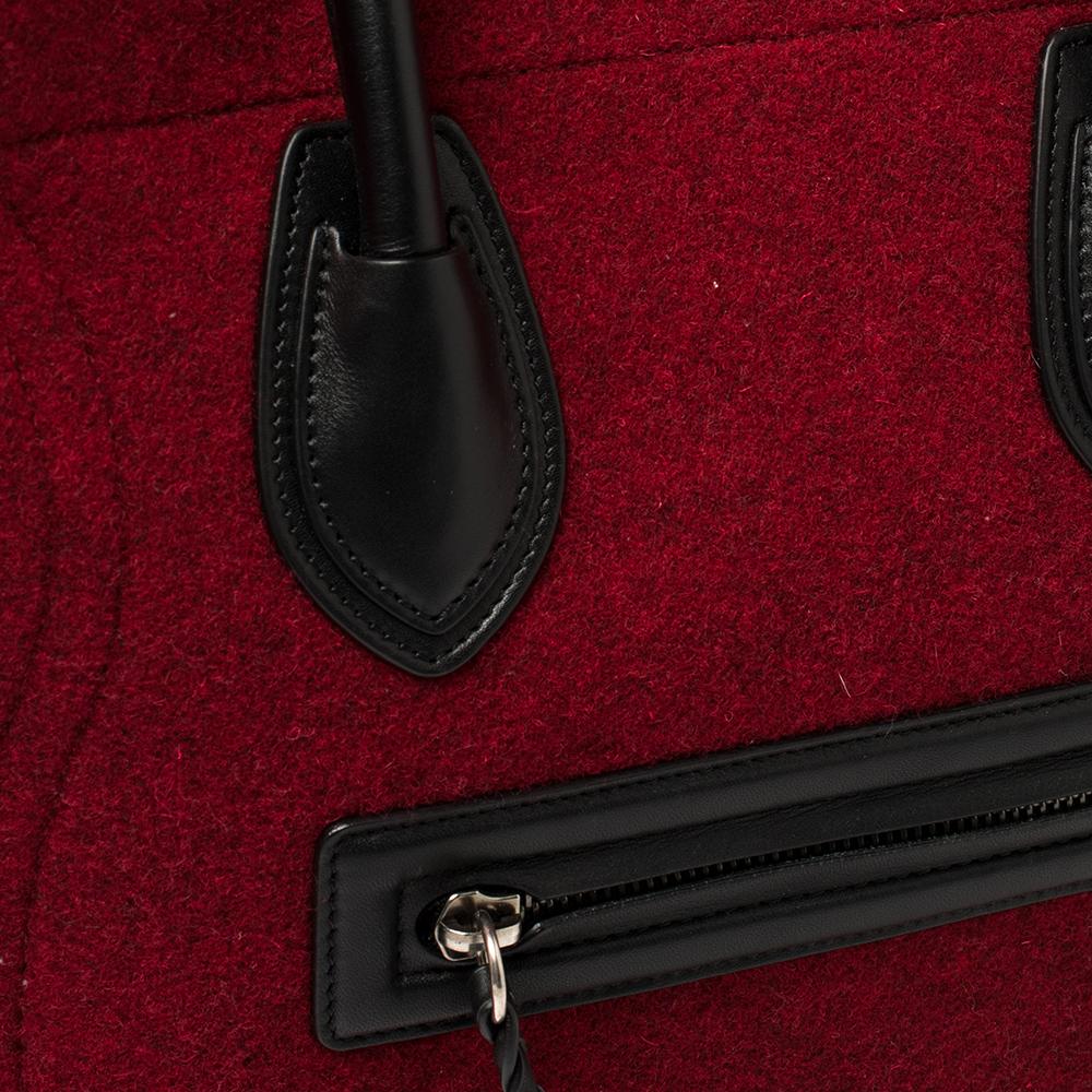 Celine Red/Black Wool and Leather Medium Phantom Luggage Tote 1